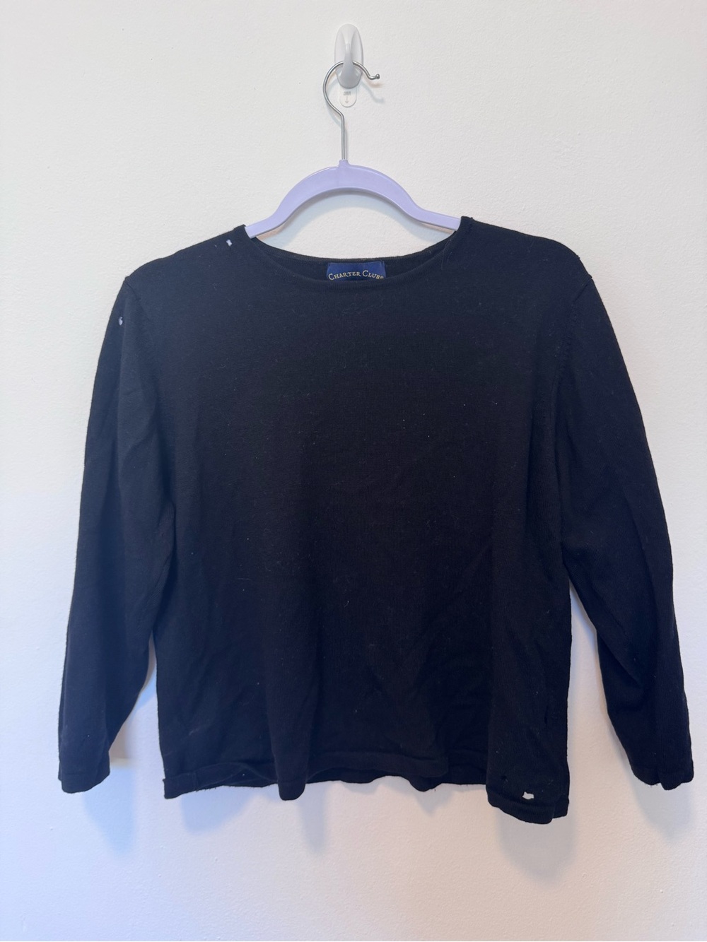 Charter Club Black Long Sleeve Crewneck Sweater